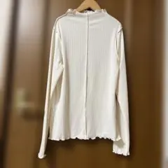 しまむら リブホワイトメロウ長袖シアートップス 長袖カットソー