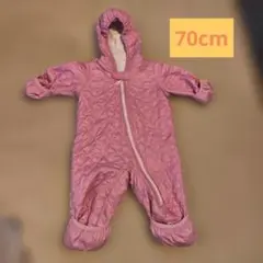 UNIQLO ピンクのフリース裏地　ジャンプスーツ　ベビースノーウェア