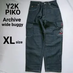 【SALE】 極太 PIKO ピコ 00s y2k 刺繍 ワイド デニム カーゴのサムネイル