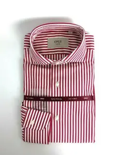 【新品】ONLY 1976 コットン100% スリムF レッドストライプ 首38