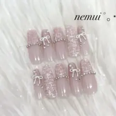 No.46 ネイルチップ ピンク 韓国 量産型 フレンチガーリー ワンホン