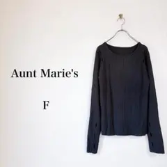 Aunt Marie's（F）リブニット　ブラック　穴あき　細見え　レイヤード