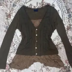 フリルカーディガン ブラウン フェアリーコア グランジ NEO森ガール