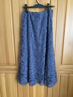 ラトータリテ ベロア風フラワーレーススカート 38 グレー