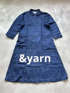 &yarn デニムワンピース ロング丈 インディゴブルー