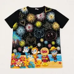 【試着のみ】 アンパンマン キラキラ ラメプリント 花火 半袖シャツ Mのサムネイル