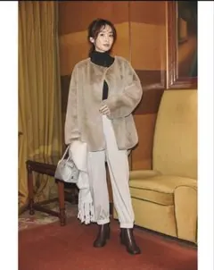 Stola. ストラ コート ダッフルコート ロング ファー ベージュ 38 2022 OUTER COLLECTION Vol.3｜Stola.（ストラ）公式通販サイト