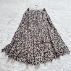 アールピーエス　レオパード柄フレアスカート　総柄　裏地付き　ウエストゴム　ロング