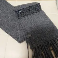 大幅値下げ☆ビーズ使いウールマフラー 濃い目グレー 5,000円