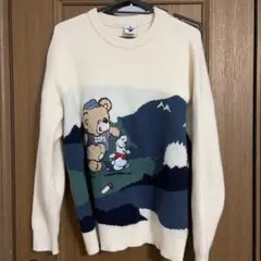 クマデザイン ニットセーター アイボリー