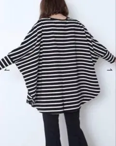 美品LE PHIL ルフィル バックスリット ラスティックジャージー ボーダー 美品✨ ルフィル LE PHIL バックスリットラスティックジャージー