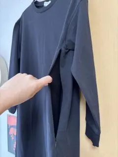 授乳服 マタニティ ワンピース 黒 M 授乳口付き 産前産後