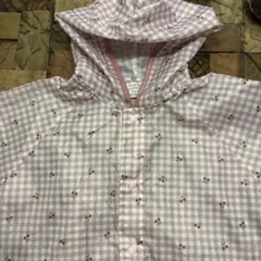 ベビーレインコート ピンク チェック柄 さくらんぼ