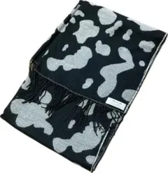 カシミヤ100% ストール マフラー リバーシブル カウ柄 モノトーン 大判