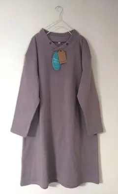 新品【大きいサイズ】Pianissimo茶ハトメ付裏起毛スウェットチュニックLL