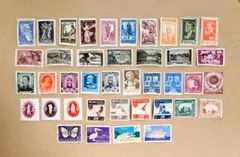 k*i様 ルーマニア　外国　アンティーク　切手　バラ計40点　【未使用・ヒンジ跡