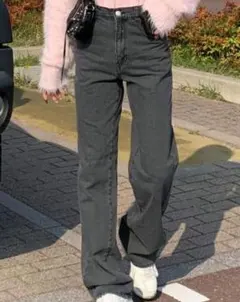 【GRL / グレイル】ハートポイントデニムパンツ / ブラック Ｌサイズ