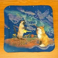 ふわふわガーゼハンカチ⭐️おとぎの国の猫と仲間たち☆月明かりの猫