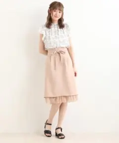 MAJESTIC LEGON スソレースリボン付スカート ピンクのサムネイル