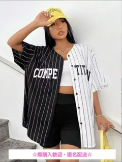 SHEIN EZwear ストライプ織りレディースオーバーサイズシャツのサムネイル