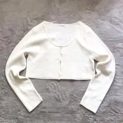 ジーユー【GU】ホワイト クロップドカーディガン(XXL)ショート丈 ボレロ