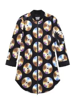 MOSCHINOロングブルゾン総柄シャツ型ラインがキレイ ダブルジップ