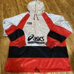 メンズ　トップス　asics フーディ グレー/レッド/ブラック　パーカー　XL