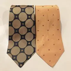 Mr.Dan 西陣織絹100%ネクタイセット 円形模様とドット模様
