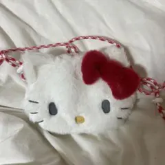 ハローキティ ファーポーチ 赤いリボン付き