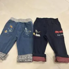 恐竜と電車刺繍のパンツセット