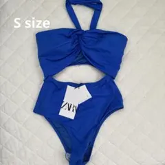 ZARA ワンピース水着 ホルターネック ブルーのサムネイル