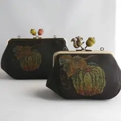 Miyuki様専用窓口 大島紬 がばっとコスメポーチ かぼちゃ&どんぐり