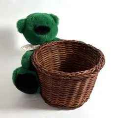 ヴィンテージ　ぬいぐるみ　クマ　レトロ　レトロポップ　蚤の市　ラタン　小物入れのサムネイル