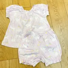 アプレレクール　パジャマ 90cm ユニコーン　ピンク　紫　夏　女の子　リボンのサムネイル