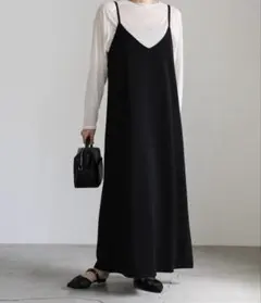 NOBLE スラブオックス ロング サロペット スカート キャミワンピ S 黒