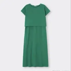 【新品未使用】GU ツーピース 半袖ワンピース セットグリーン❤︎のサムネイル