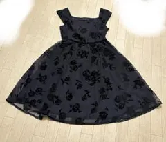 ジルスチュアート　ネイビー フラワープリント Aラインドレス