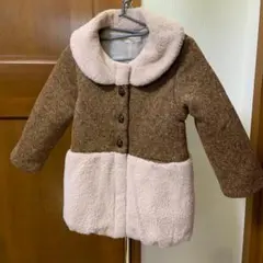 コート　女子　ボア　ヘリンボーン　100サイズ　ビケットクラブ