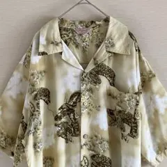 Tropical レーヨン　アロハシャツ　龍　松　総柄　和柄　大きいサイズ　4Lのサムネイル