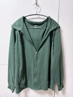 エアリズムUVカットフルジップパーカ　ユニクロ　緑　ユニセックス　XL