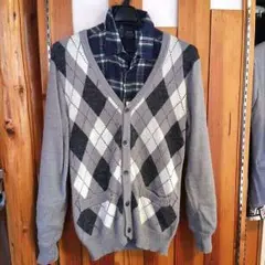 セール！アーガイルカーディガンLサイズ