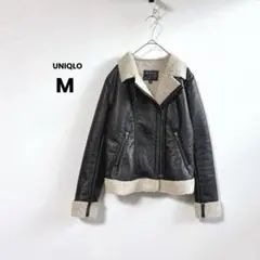 ユニクロ Neo Leather ライダース レザー ボア ジャケット Mサイズ