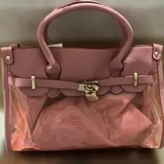 ピンク 透明ハンドバッグ　イングランド購入