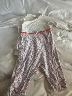 ベビー カバーオール 花柄 ホワイト
