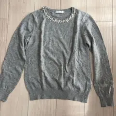 earth music&ecology パールビジュー付き 春ニットトップス