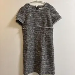 M-premier BLACK ツイード風半袖ワンピース 38