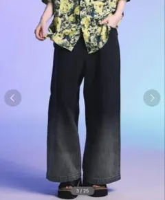 MAISON SPECIAL ハイパーワイドバギーデニムパンツ　美品　ブラックのサムネイル