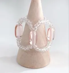 ビーズリング ハンドメイドアクセサリー 指輪 透明 クリア ピンク