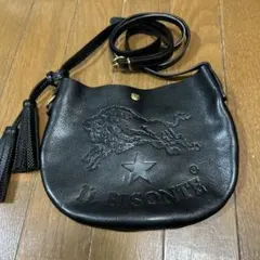IL BISONTE ブラックレザーショルダーバッグ