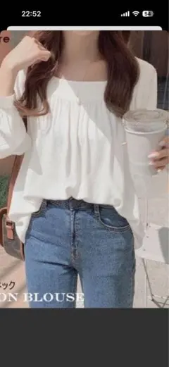 ホワイト シフォン チュニックブラウス